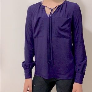 BCBG MaxAzaria Tie Neck Purple Blouse
